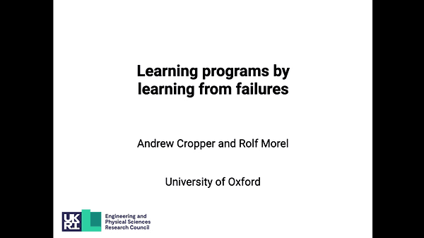 Learning programs by learning from failures