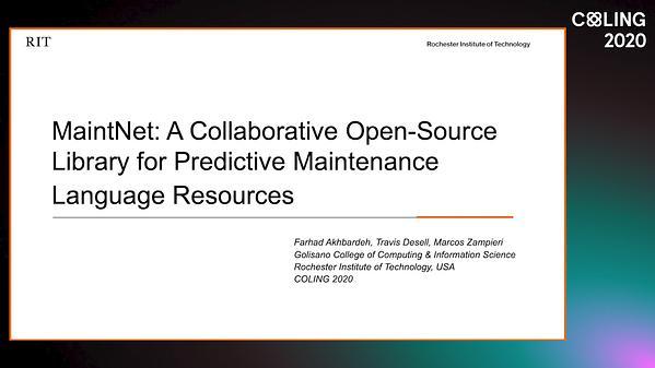 MaintNet: A Collaborative Open-Source Library for Predictive Maintenance Language Resources