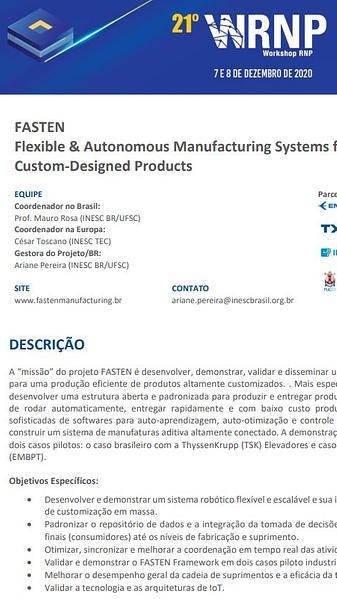 FASTEN - Flexible and Autonomous Manufacturing Systems for Custom-Designed Products