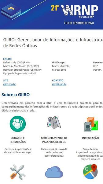 GIIRO: Gerenciador de Informações e Infraestrutura de Redes Ópticas