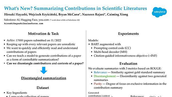 What's New? Summarizing Contributions in Scientific Literature