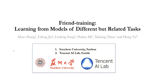 Friend-training: Learning from Models of Different but Related Tasks