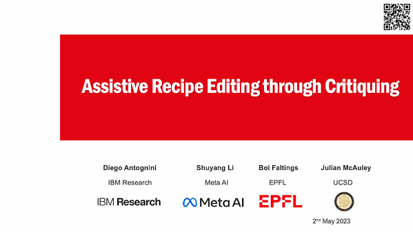 Assistive Recipe Editing through Critiquing