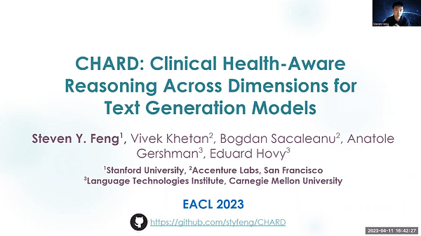 CHARD: Clinical Health-Aware Reasoning Across Dimensions for Text Generation Models