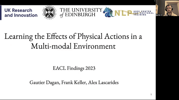 Learning the Effects of Physical Actions in a Multi-modal Environment