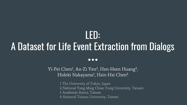 LED: A Dataset for Life Event Extraction from Dialogs