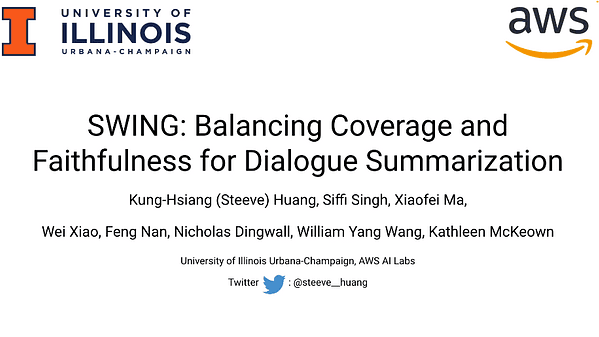 SWING: Balancing Coverage and Faithfulness for Dialogue Summarization