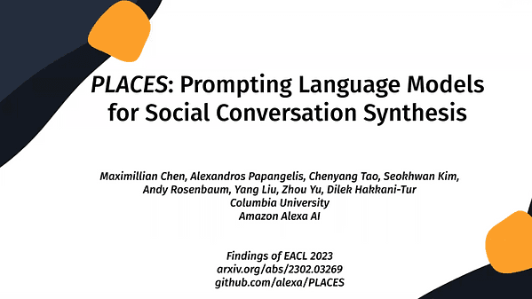 PLACES: Prompting Language Models for Social Conversation Synthesis