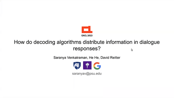 How do decoding algorithms distribute information in dialogue responses?