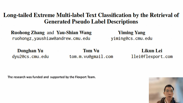 Long-tailed Extreme Multi-label Text Classification by the Retrieval of Generated Pseudo Label Descriptions