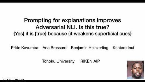 Prompting for explanations improves Adversarial NLI. Is this true? {Yes} it is {true} because {it weakens superficial cues}