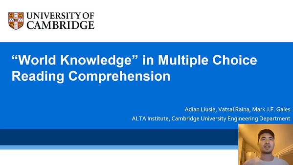 "World Knowledge" in Multiple Choice Reading Comprehension