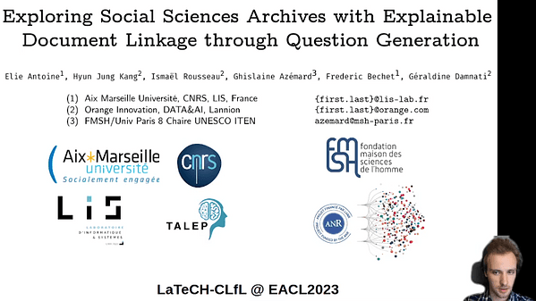 Exploring Social Sciences Archives with Explainable Document Linkage through Question Generation