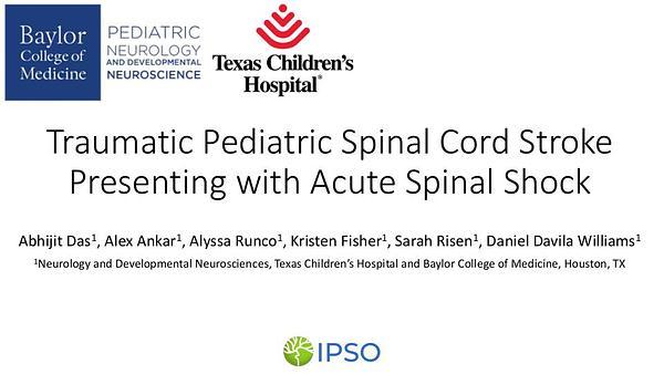 Traumatic Pediatric Spinal Cord Stroke Presenting with Acute Spinal Shock