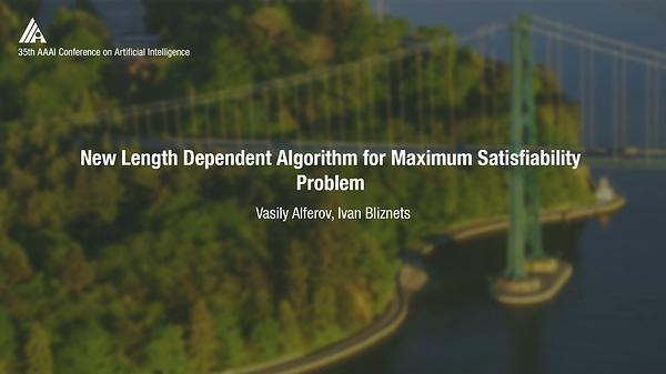 New Length Dependent Algorithm for Maximum Satisfiability Problem