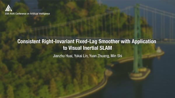 Consistent Right-Invariant Fixed-Lag Smoother with Application to Visual Inertial SLAM