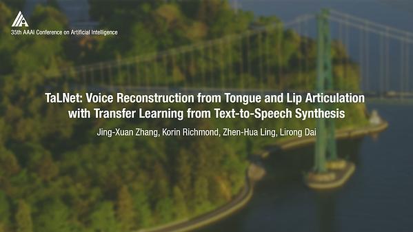 TaLNet: Voice Reconstruction from Tongue and Lip Articulation with Transfer Learning from Text-to-Speech Synthesis