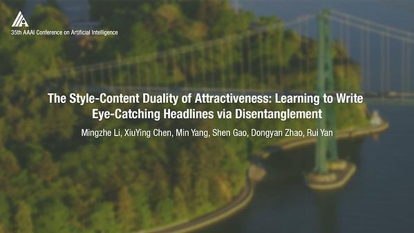 The Style-Content Duality of Attractiveness: Learning to Write Eye-Catching Headlines via Disentanglement
