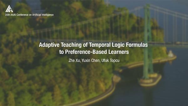 Adaptive Teaching of Temporal Logic Formulas to Preference-Based Learners