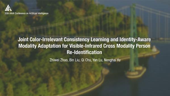 Joint Color-Irrelevant Consistency Learning and Identity-Aware Modality Adaptation for Visible-Infrared Cross Modality Person Re-Identification