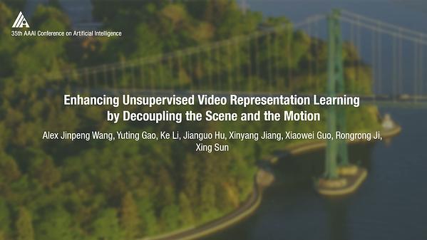Enhancing Unsupervised Video Representation Learning by Decoupling the Scene and the Motion
