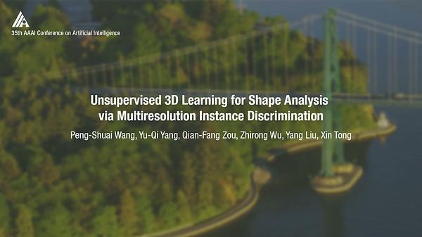 Unsupervised 3D Learning for Shape Analysis via Multiresolution Instance Discrimination