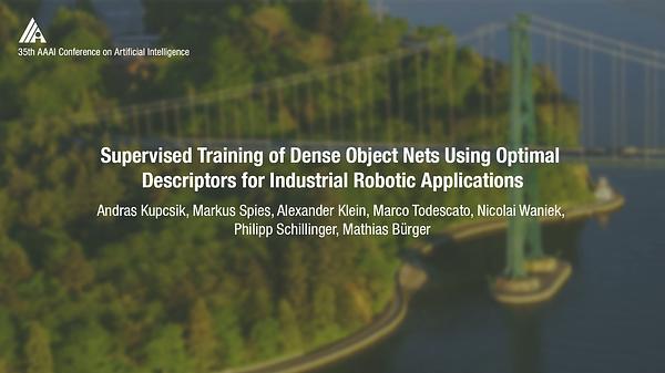 Supervised Training of Dense Object Nets Using Optimal Descriptors for Industrial Robotic Applications