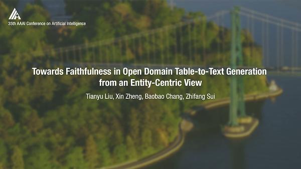 Towards Faithfulness in Open Domain Table-to-Text Generation from an Entity-Centric View