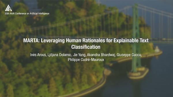 MARTA: Leveraging Human Rationales for Explainable Text Classification