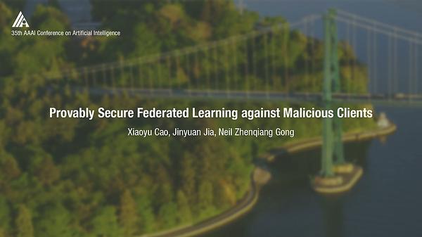 Provably Secure Federated Learning against Malicious Clients