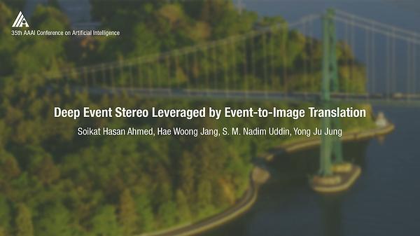 Deep Event Stereo Leveraged by Event-to-Image Translation