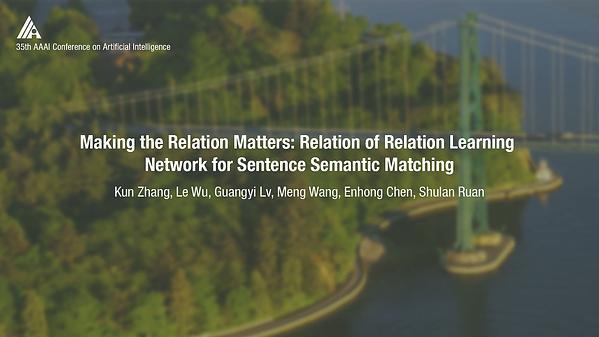 Making the Relation Matters: Relation of Relation Learning Network for Sentence Semantic Matching