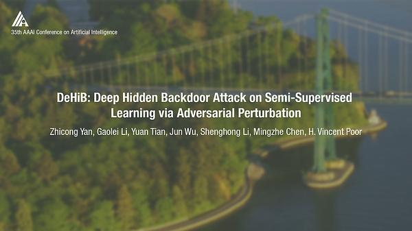 DeHiB: Deep Hidden Backdoor Attack on Semi-Supervised Learning via Adversarial Perturbation