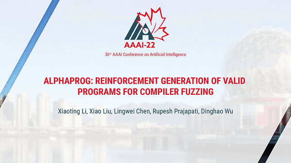 ALPHAPROG: Reinforcement Generation of Valid Programs for Compiler Fuzzing