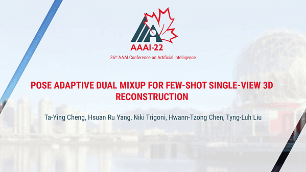 Pose Adaptive Dual Mixup for Few-Shot Single-View 3D Reconstruction