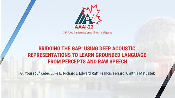 Bridging the Gap: Using Deep Acoustic Representations to Learn Grounded Language from Percepts and Raw Speech