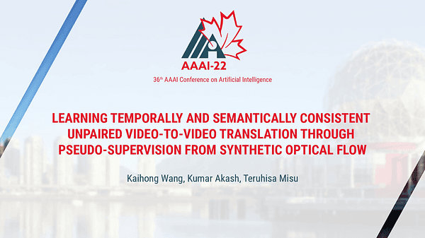 Learning Temporally and Semantically Consistent Unpaired Video-to-Video Translation through Pseudo-Supervision from Synthetic Optical Flow