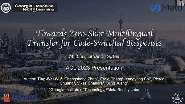 Towards Zero-Shot Multilingual Transfer for Code-Switched Responses