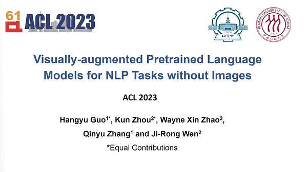 Visually-augmented pretrained language models for NLP tasks without images