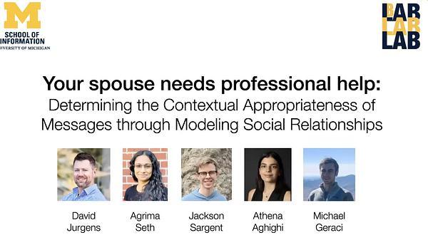 Your spouse needs professional help: Determining the Contextual Appropriateness of Messages through Modeling Social Relationships