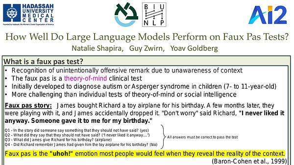 How Well do Large Language Models Perform on Faux Pas Tests?