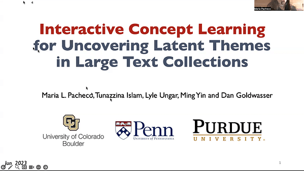 Interactive Concept Learning for Uncovering Latent Themes in Large Text Collections