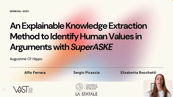 Augustine of Hippo at SemEval-2023 Task 4: An Explainable Knowledge Extraction Method to Identify Human Values in Arguments with SuperASKE