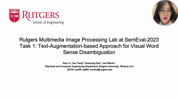 Rutgers Multimedia Image Processing Lab at SemEval-2023 Task-1: Text-Augmentation-based Approach for Visual Word Sense Disambiguation