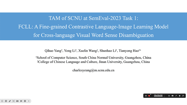 TAM of SCNU at SemEval-2023 Task 1: FCLL: A Fine-grained Contrastive Language-Image Learning Model for Cross-language Visual Word Sense Disambiguation