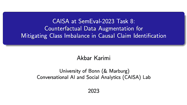 CAISA at SemEval-2023 Task 8: Counterfactual Data Augmentation for Mitigating Class Imbalance in Causal Claim Identification