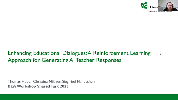 Enhancing Educational Dialogues: A Reinforcement Learning Approach for Generating AI Teacher Responses