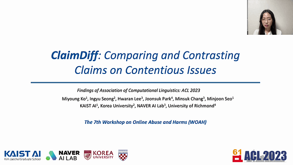 ClaimDiff: Comparing and Contrasting Claims on Contentious Issues