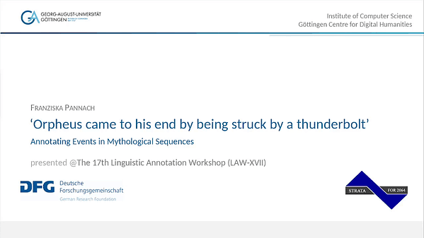 Orpheus Came to His End by Being Struck by a Thunderbolt': Annotating Events in Mythological Sequences