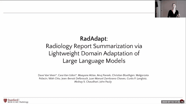 RadAdapt: Radiology Report Summarization via Lightweight Domain Adaptation of Large Language Models